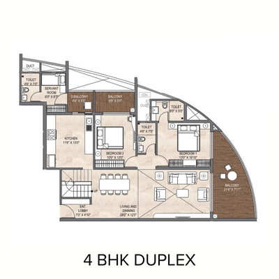 Atlantic Floor Plan - 4BHK DUPLEX