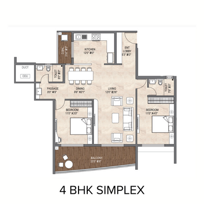 Atlantic Floor Plan - 4BHK SIMPLEX