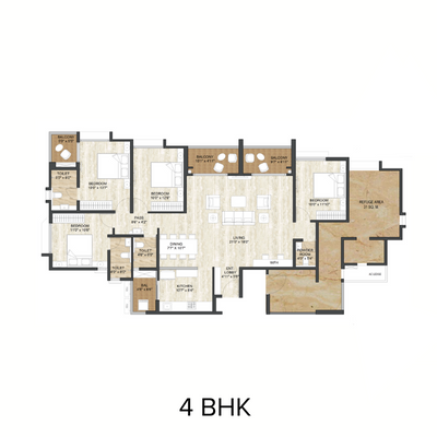 Wellington Floor Plan - 4BHK